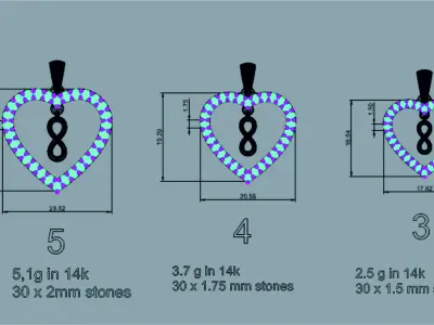 HEART INFINITY PENDANT LOVE SIGN - Diamonds Valentines Day 3D print model