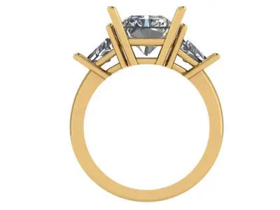 emerald trinity solitaire ring  3D print model
