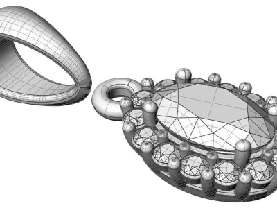 Classic set with oval gem 3D print model