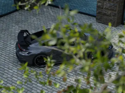 Automotive Render Scene 3D Blender File Textured  3D model