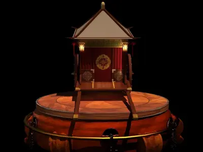 Chinese wedding carriage  Low-poly 3D model