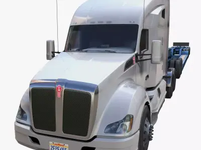 Kenworth T680 lowboy semitruck Low-poly 3D model