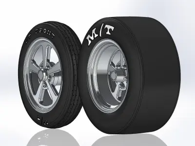 Set of wheels Billet Dominator for scale model dragster 3D print model