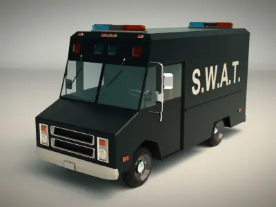Low Poly SWAT Van 01 Low-poly 3D model