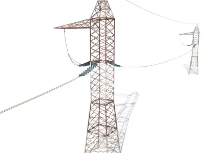 Electricity Pole 30 Weathered Low-poly 3D model