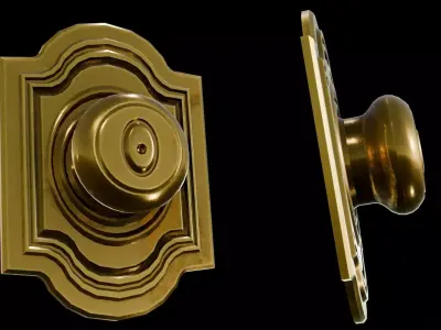 Polished Golden Doorknob Handle Low-poly 3D model