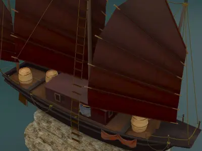 chinese junk ship 3D model