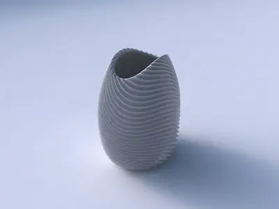 Bowl compressed with bent extruded lines 2 3D print model