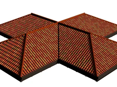 Cross roof with clay tile 3D model