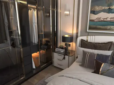 Modern Bedroom Scene 5 3D model