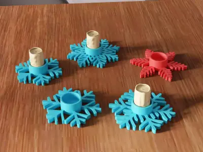 Christmas Snowflake Candle Holder Bundle - 472 3D print model