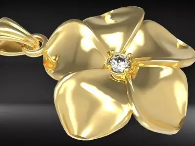 Beautiful Diamond Hawaiian  Plumeria Pendant Jewelry 3D print model