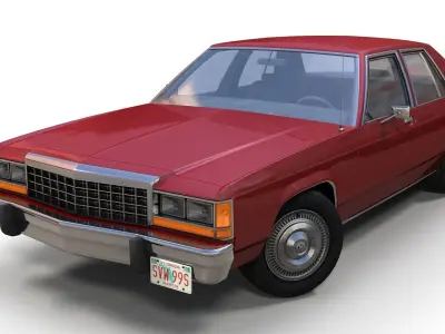 80s Sedan Low-poly 3D model