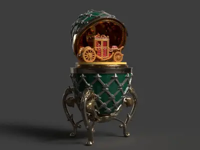 Faberge egg with carriage  Low-poly 3D model