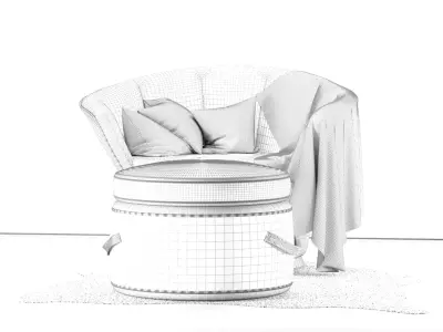 Golden sofa with pillows Free 3D model