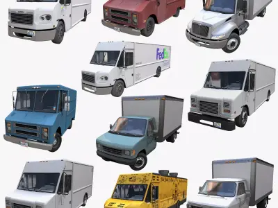 Box van trucks 3D Model Collection