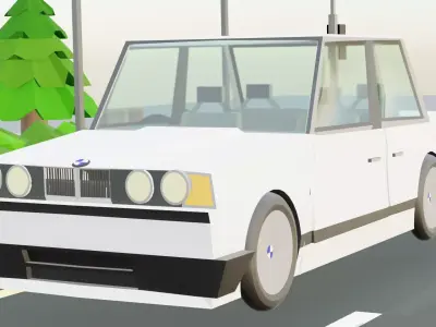 stylized low poly saloon inspired by 5series bmw Low-poly 3D model