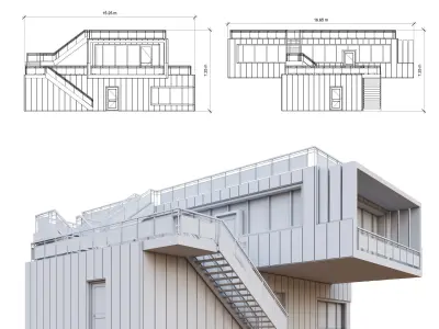 Modern Building 017 House 3D Model 3D model