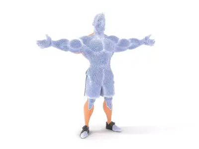 Cartoon Muscle Man Blue Shorts model pack Low-poly 3D model