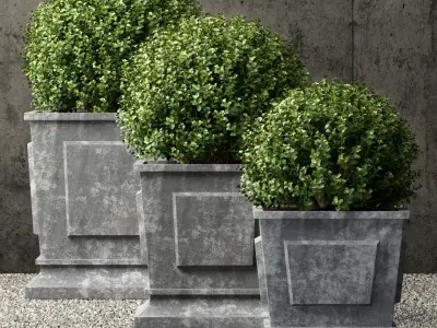 Restoration Hardware estate zinc paneled planters 3D model