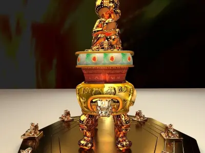 Chinese monkey with burner and yuanbao 3D model