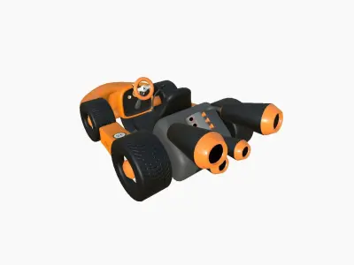 Cartoon Kart C06 Orange - Vehicle Racing Design Low-poly 3D model