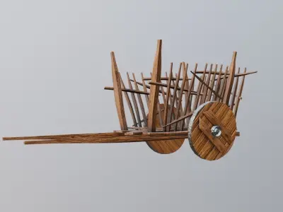 medieval wooden cart Low-poly 3D model buy