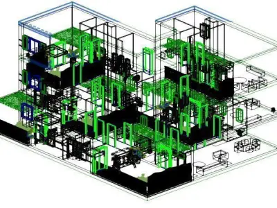 3 Apartments stacked on each other  3D model
