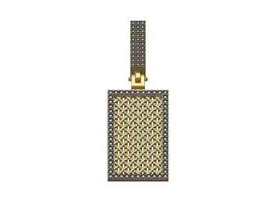 Diamond Moroccan Moucharabieh pendant with iced bail 3D print model