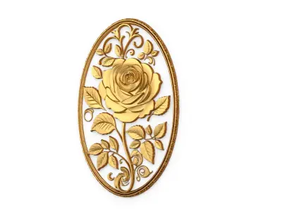 Classic oval carved decor ornament 06 3D model