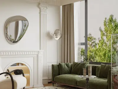 luxury living room dining room interior scenes 04 3D model