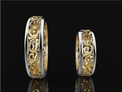 6-Size Wedding Ring Set 3D print model