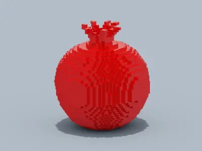 Voxel Pomegranate Low-poly 3D model