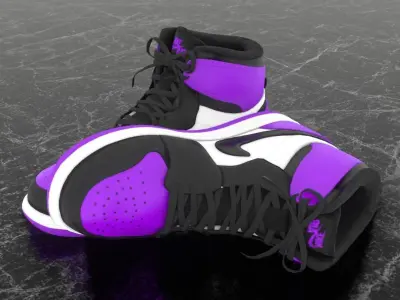 NIKE 3D SHOES - AIR JORDAN PURPLE Low-poly 3D model