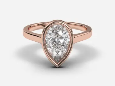 Pear Diamond Bezel Setting Solitaire Diamond Ring 3D print model