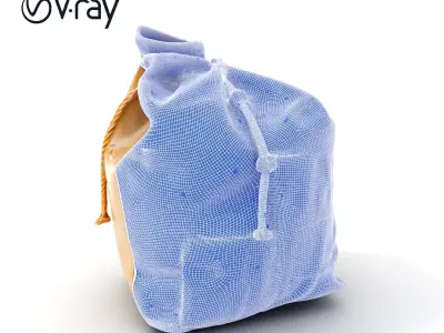 Canvas Drawstring Bag D Model Pack Low-poly 3D model