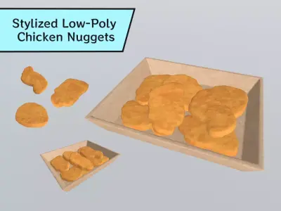 Stylized Low-Poly Chicken Nuggets Low-poly 3D model