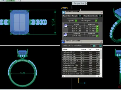 Radiant Eternity band Diamond ring 3D print model
