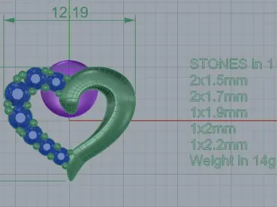 HEART Stud Earrings LOVE GIFT For Valentines Day 3D print model