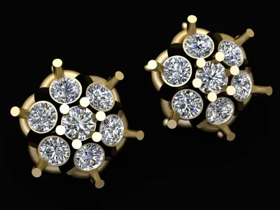 SOLITAIRE DIAMOND EARRING 3D PRINTABLE MODEL  3D print model