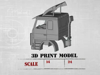Cabin Printable Old Truck 3D Model STL 3D print model