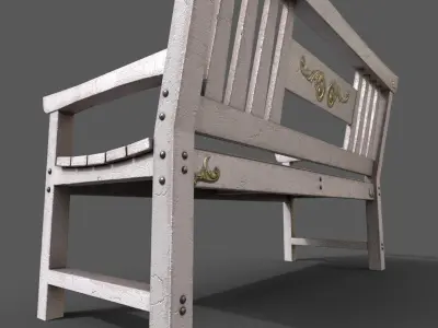 Old Wood Bench Low-poly 3D model purchase