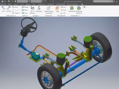 front suspension and steering 3D model
