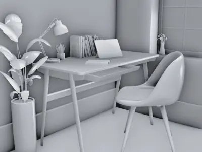 Minimalist work Table Low-poly 3D model