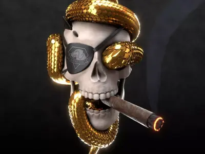 Solid snake skull Charm sculpt 3d printable  3D print model