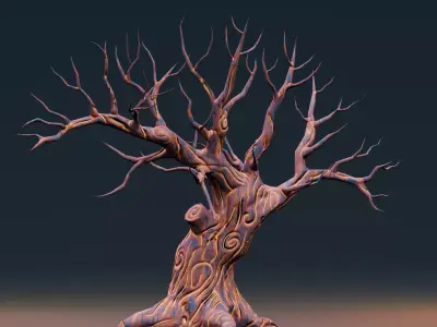 Stylized Halloween Props - Withered Tree 2 Low-poly 3D model
