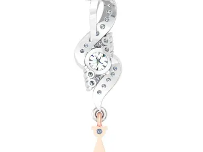 pendant diamond gold and rose gold 3D print model