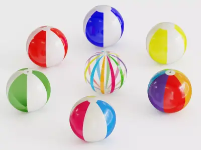 7 Beach Ball Collection Low-poly 3D model