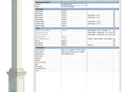 Parametric Classic Columns Family for Revit Pack Four 3D model