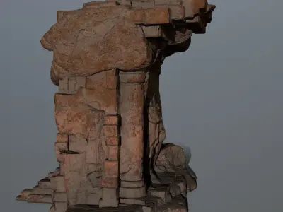 statue 2 stone structure Low-poly 3D model